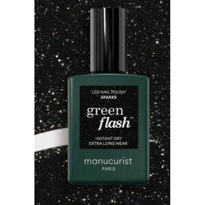 NWOT Manucurist Green Flash nail gel polish Sparks glitter black